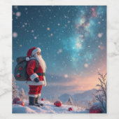 Kerstman op de Noordpool Wijn Etiket (Enkel label)