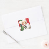  kerstman op de telefoon vierkante sticker (Envelop)