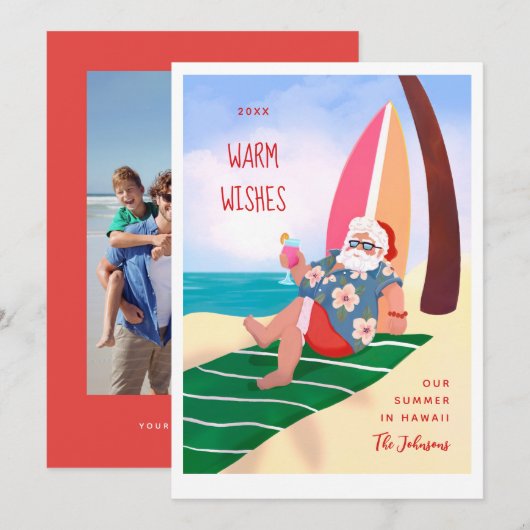 Kerstman op de zomervakantie kaart (Voorkant / Achterkant)