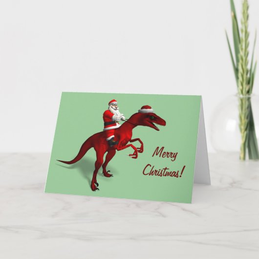 Kerstman op Dino Feestdagen Kaart (Voorkant)