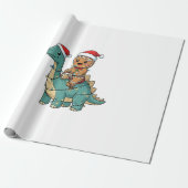 Kerstman op dinosaurus, gemberkoek, Kerstmis Cadeaupapier (Uitgerold)