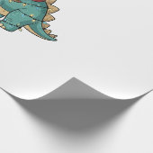 Kerstman op dinosaurus, gemberkoek, Kerstmis Cadeaupapier (Hoek)