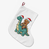 Kerstman op dinosaurus, gemberkoek, Kerstmis Grote Kerstsok (Voorkant (Hangend))