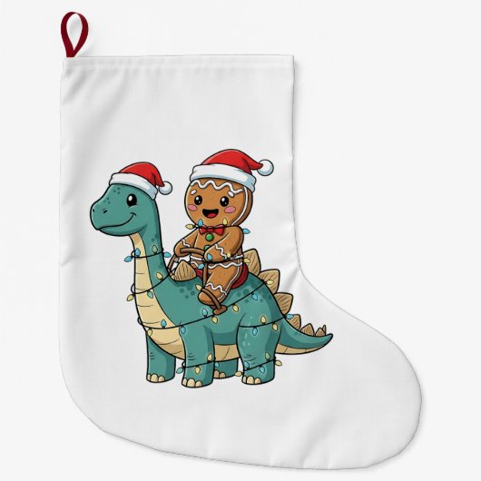Kerstman op dinosaurus, gemberkoek, Kerstmis Grote Kerstsok (Voorkant)
