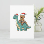 Kerstman op dinosaurus, gemberkoek, Kerstmis Save The Date (Staand voorkant)