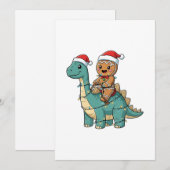 Kerstman op dinosaurus, gemberkoek, Kerstmis Save The Date (Voorkant / Achterkant)