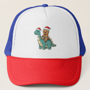 Kerstman op dinosaurus, gingerbread, Kerstmis Trucker Pet
