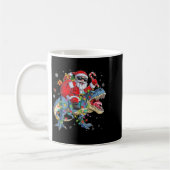 Kerstman op dinosaurus grappige kerstverlichting koffiemok (Links)