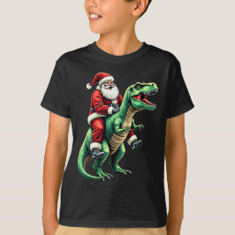 Kerstman op dinosaurus t-shirt