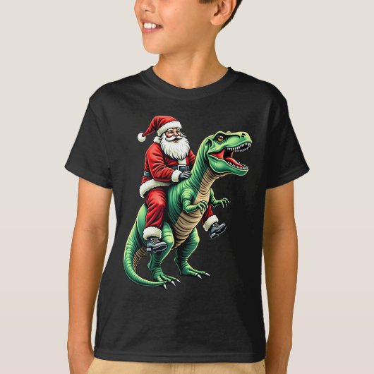Kerstman op dinosaurus t-shirt (Voorkant)