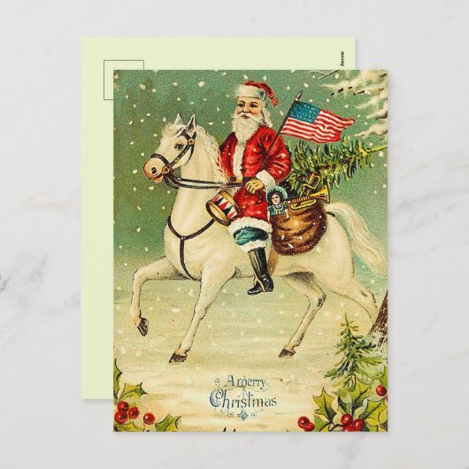 Kerstman op een Briefkaart van Kerstmis van het (Voorkant / Achterkant)