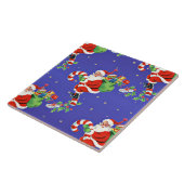 kerstman op een Candy Cane Illustration Tegeltje (Zijkant)