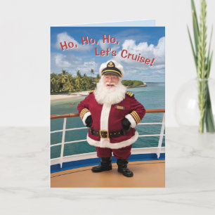 Kerstman op een cruise begroet Zee Bedankkaart