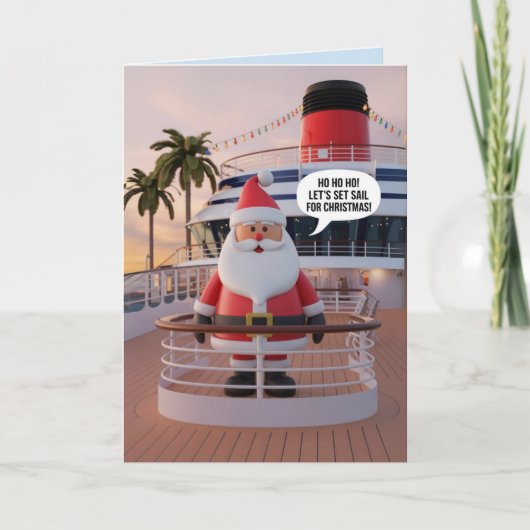 Kerstman op een cruise begroet Zee chrimbo Bedankkaart (Voorkant)