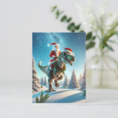 Kerstman op een dinosaurus, Kerstmis Feestdagenkaart (Staand voorkant)