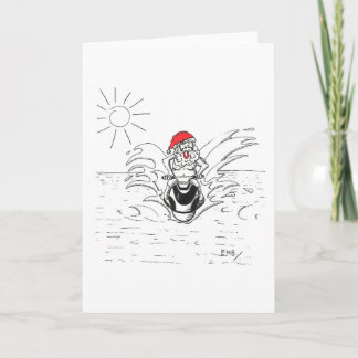Kerstman op een JetSki Feestdagen Kaart