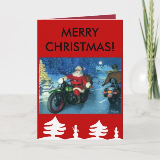 Kerstman op een Kerstkaart Harley Feestdagen Kaart (Voorkant)