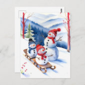 Kerstman op een koude en besneeuwde dag briefkaart (Voorkant / Achterkant)