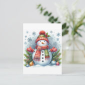 Kerstman op een koude en besneeuwde sneeuw briefkaart (Staand voorkant)