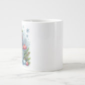 Kerstman op een koude en besneeuwde sneeuw grote koffiekop (Voorkant)