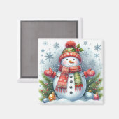 Kerstman op een koude en besneeuwde sneeuw magneet (Voorkant / Achterkant)