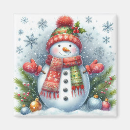 Kerstman op een koude en besneeuwde sneeuw magneet