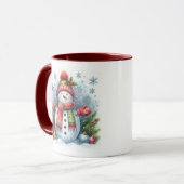 Kerstman op een koude en besneeuwde sneeuw mok (Voorkant links)