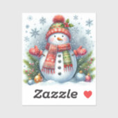 Kerstman op een koude en besneeuwde sneeuw sticker (Vel)