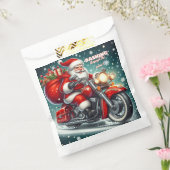 Kerstman op een motor bedankzakje (Gezegeld)
