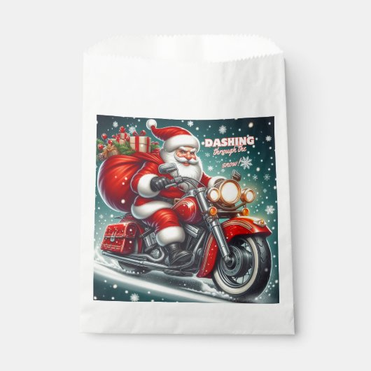 Kerstman op een motor bedankzakje (Voorkant)