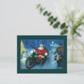 Kerstman op een motor feestdagenkaart (Staand voorkant)