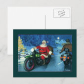 Kerstman op een motor feestdagenkaart (Voorkant / Achterkant)