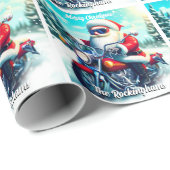 Kerstman op een motor in de sneeuw cadeaupapier (Rol Hoek)