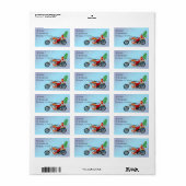 Kerstman op een motor met kerstboom label (Full Sheet)