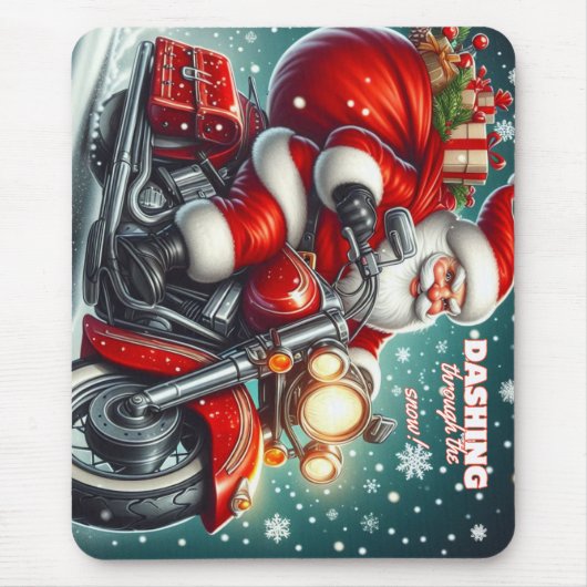 Kerstman op een motor muismat (Voorkant)