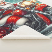 Kerstman op een motor sherpa deken (3/4)