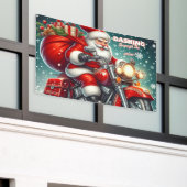 Kerstman op een motor spandoek (Buitenkant Gebouw)