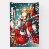 Kerstman op een motor spandoek (Verticaal)