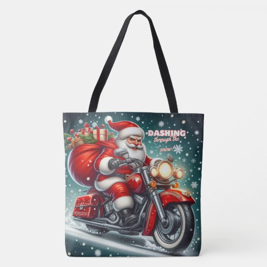 Kerstman op een motor tote bag (Voorkant)