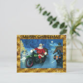 Kerstman op een motorfiets Christmas Post Kaart (Staand voorkant)