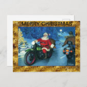Kerstman op een motorfiets Christmas Post Kaart (Voorkant / Achterkant)