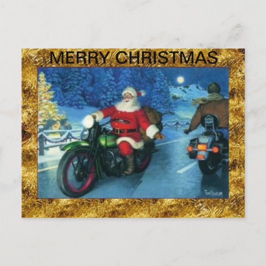 Kerstman op een motorfiets Christmas Post Kaart (Voorkant)