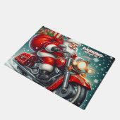 Kerstman op een motorfiets deurmat (Schuin)