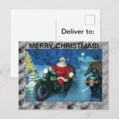 Kerstman op een motorfiets kaart (Voorkant / Achterkant)