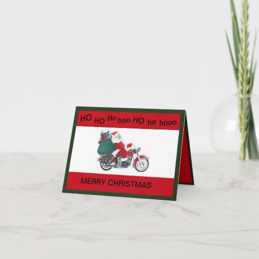 Kerstman op een motorfiets Kerst Kaart (Voorkant)