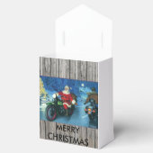 Kerstman op een motorfiets kerstcadeau doos bedankdoosjes (Geopend)