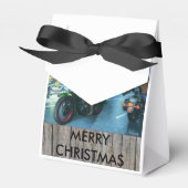 Kerstman op een motorfiets kerstcadeau doos bedankdoosjes (Voorkant Zijde)