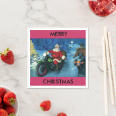 Kerstman op een motorfiets papieren servet (Insitu)