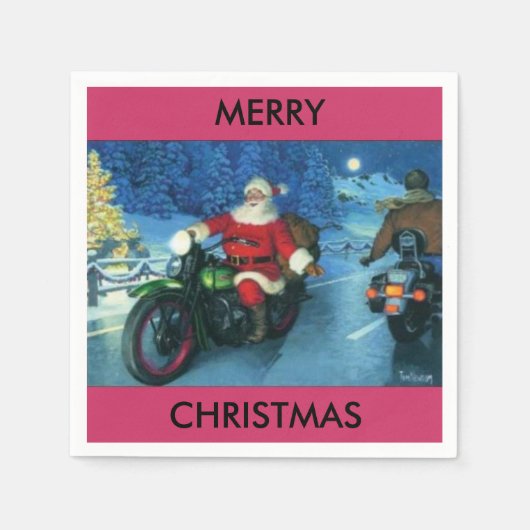 Kerstman op een motorfiets papieren servet (Voorkant)