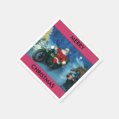 Kerstman op een motorfiets papieren servet (Hoek)